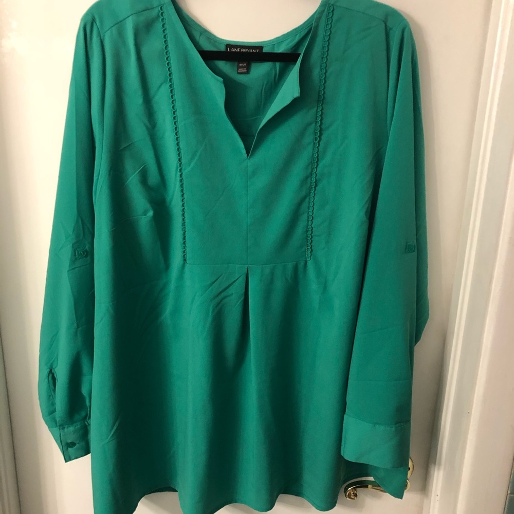 Kelly green long sleeve Lane Bryant blouse